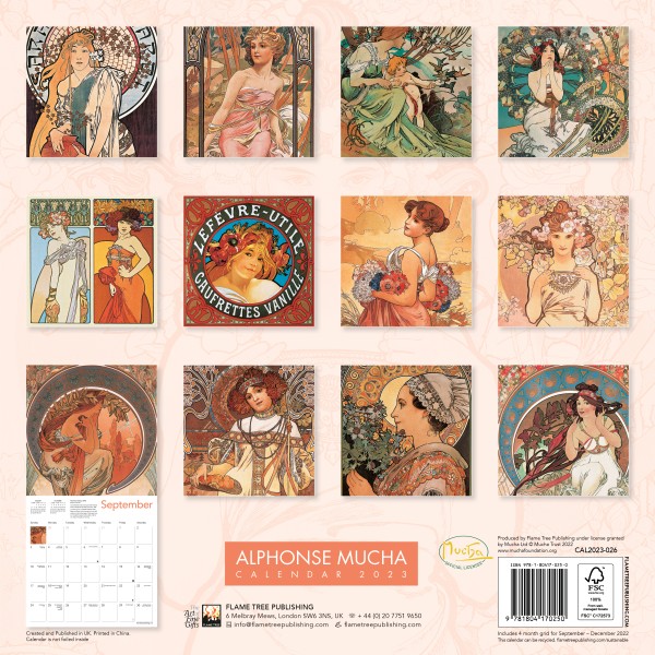Alphonse Mucha Wall Calendar 2023 (Art Calendar) Flame Tree Publishing