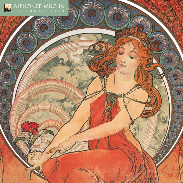 Alphonse Mucha Wall Calendar 2024 (Art Calendar) Flame Tree Publishing