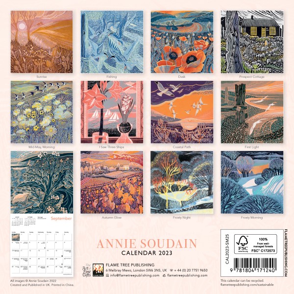 annie-soudain-mini-wall-calendar-2023-art-calendar-flame-tree-publishing