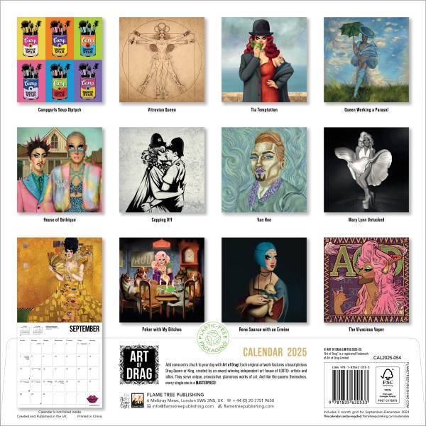 Art of Drag Wall Calendar 2025 (Art Calendar) Flame Tree Publishing