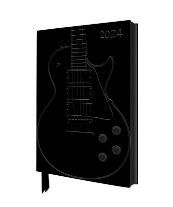 Black Gibson Guitar 2024 Artisan Art Vegan Leather Diary - Page to View with Notes