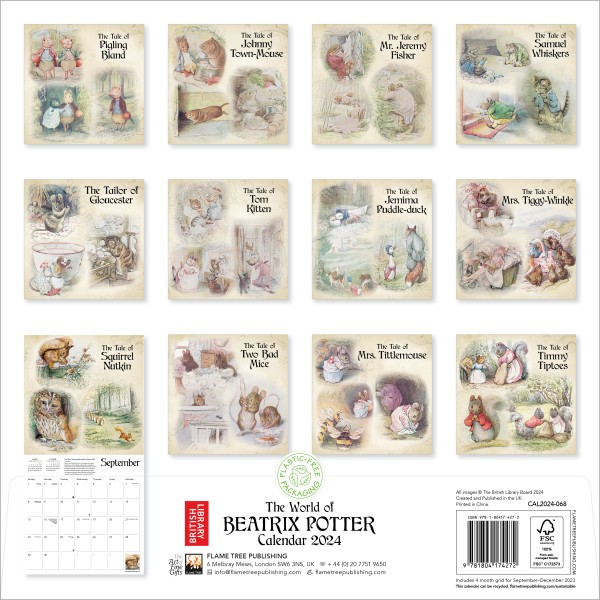 British Library Beatrix Potter Wall Calendar 2024 (Art Calendar