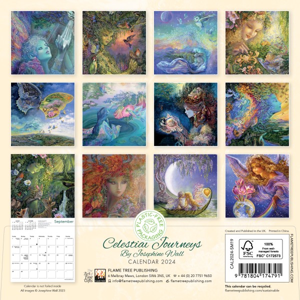 Celestial Journeys by Josephine Wall Mini Wall Calendar 2024 (Art