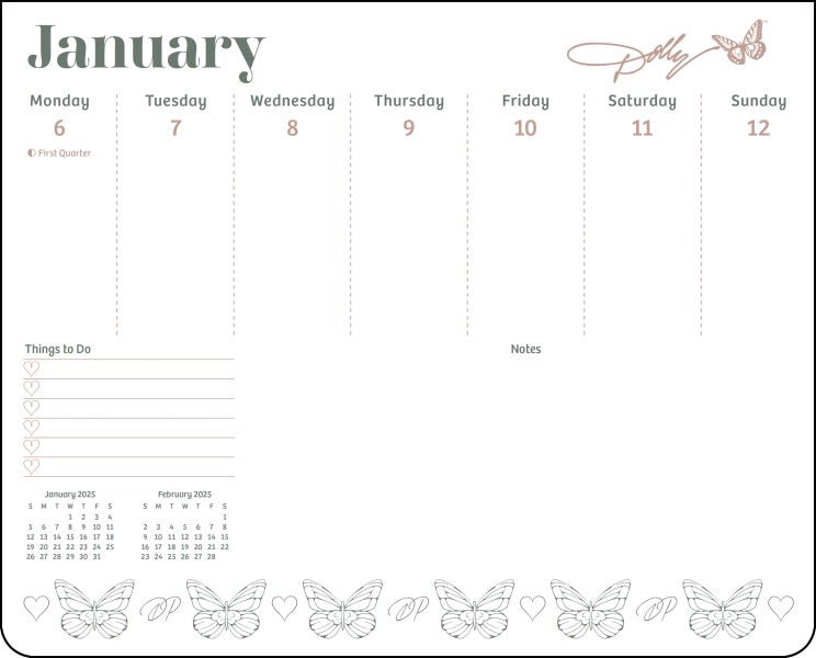 Dolly Parton 2025 Weekly Desk Pad Calendar Flame Tree Publishing