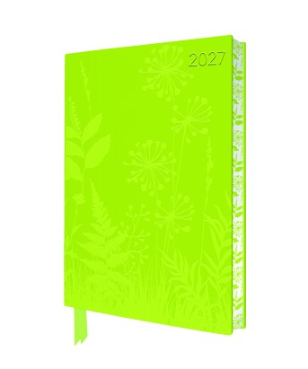 Flower Meadow 2027 Artisan Art Vegan Leather Diary Planner - Page to View with Notes