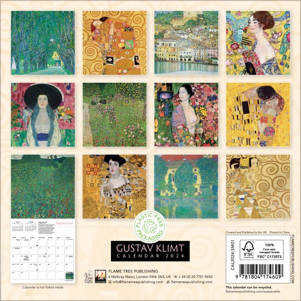 gustav-klimt-mini-wall-calendar-2024-art-calendar-flame-tree-publishing