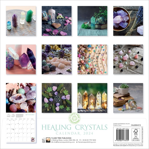 Healing Crystals Wall Calendar 2024 (Art Calendar) Flame Tree Publishing