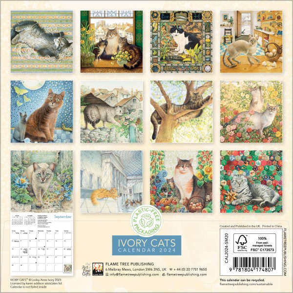 Ivory Cats by Lesley Anne Ivory Mini Wall Calendar 2024 (Art Calendar ...