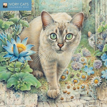 Ivory Cats by Lesley Anne Ivory Mini Wall Calendar 2024 (Art Calendar)