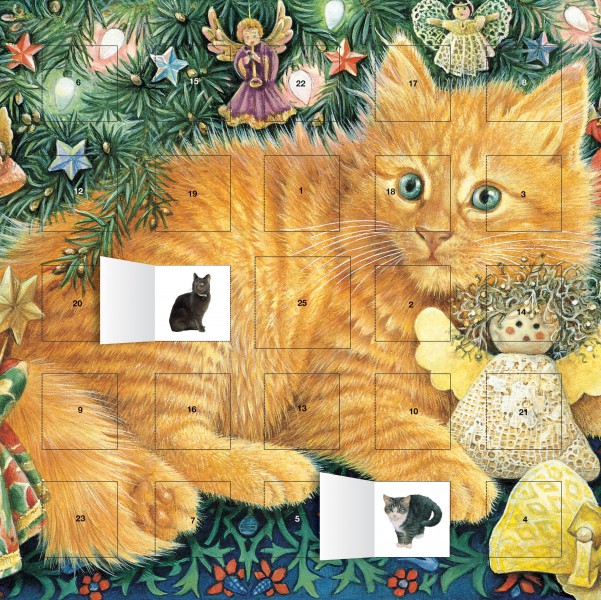 Ivory Cats Hark the Herald Angels Sing advent calendar (with stickers)