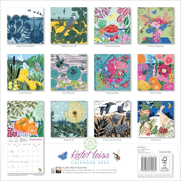 Kate Heiss Wall Calendar 2025 (Art Calendar) Flame Tree Publishing