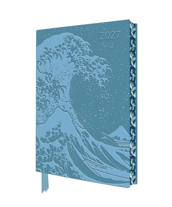 Katsushika Hokusai: The Great Wave 2027 Artisan Art Vegan Leather Diary Planner - Page to View with Notes