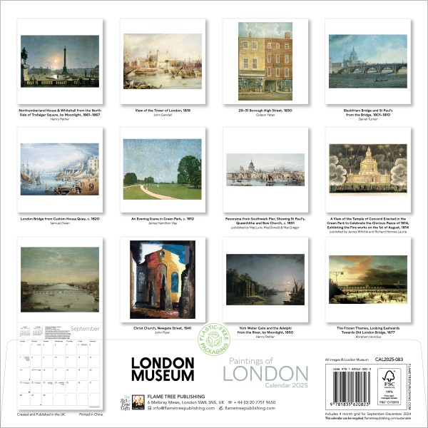 London Museum: Paintings of London 2025 Wall Calendar - Flame Tree