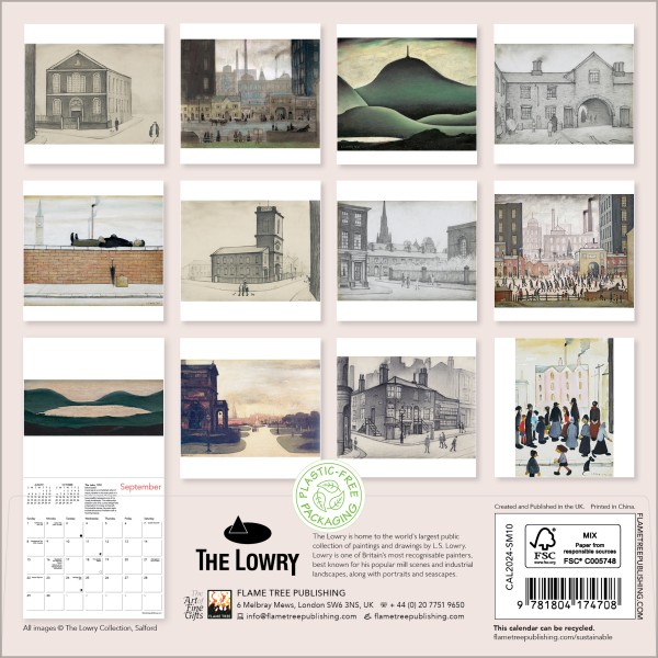 L.S. Lowry Mini Wall Calendar 2024 (Art Calendar) Flame Tree Publishing