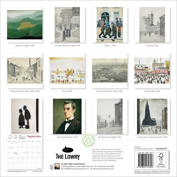 L.S. Lowry Wall Calendar 2024 (Art Calendar) Flame Tree Publishing