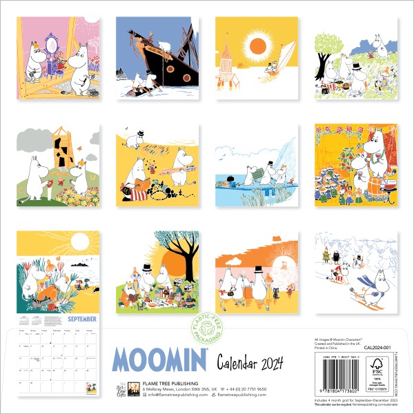 Moomin Wall Calendar 2024 (Art Calendar) Flame Tree Publishing