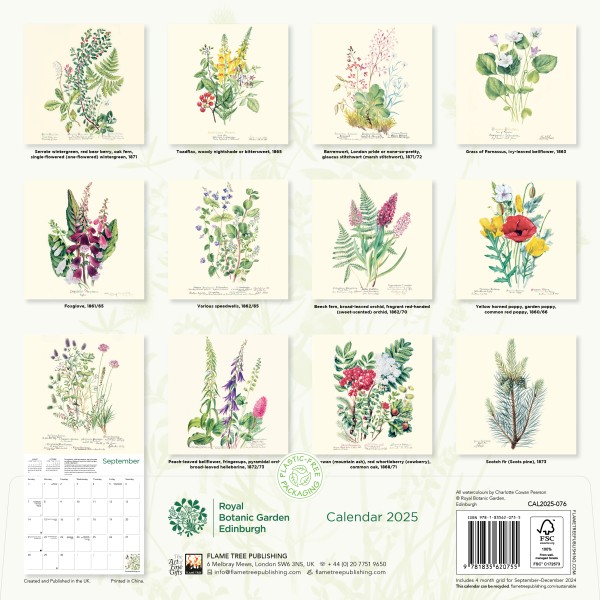 Royal Botanic Garden Edinburgh Wall Calendar 2025 (Art Calendar