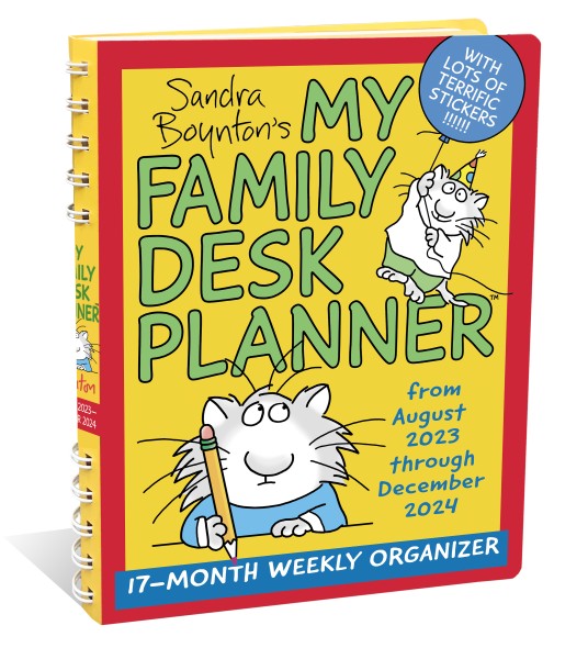 Sandra Boynton's My Family Desk Planner 17-Month 2023-2024 Weekly/Monthly Organizer Calendar