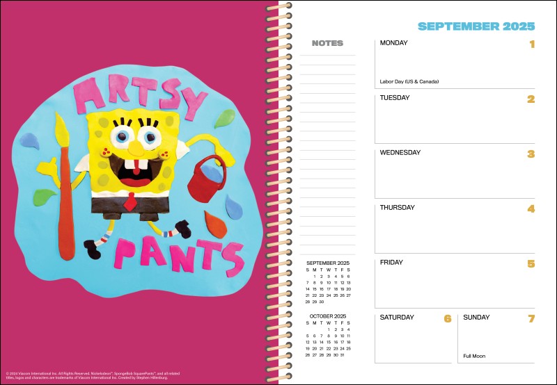 SpongeBob SquarePants 12Month 2025 Planner Calendar Flame Tree