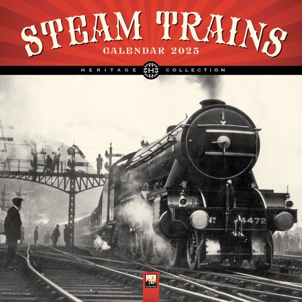 Steam Trains Heritage Wall Calendar 2025 (Art Calendar) Flame Tree