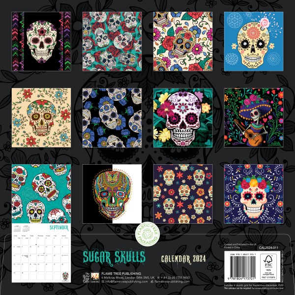 Sugar Skulls Wall Calendar 2025 (Art Calendar) Flame Tree Publishing