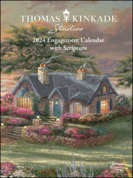 Thomas Kinkade Studios 12-Month 2024 Monthly/Weekly Engagement Calendar with Scripture