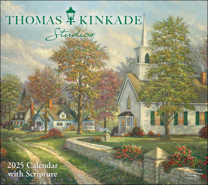 Thomas Kinkade Studios 2025 Deluxe Wall Calendar with Scripture Flame
