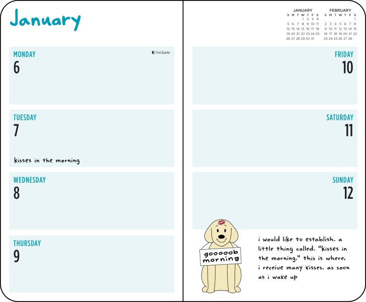 Thoughts of Dog 12Month 2025 Weekly/Monthly Planner Calendar Flame