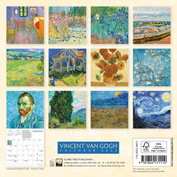 Vincent Van Gogh Calendar 2023 Monthly Wall Hanging Calendars Fine Art 