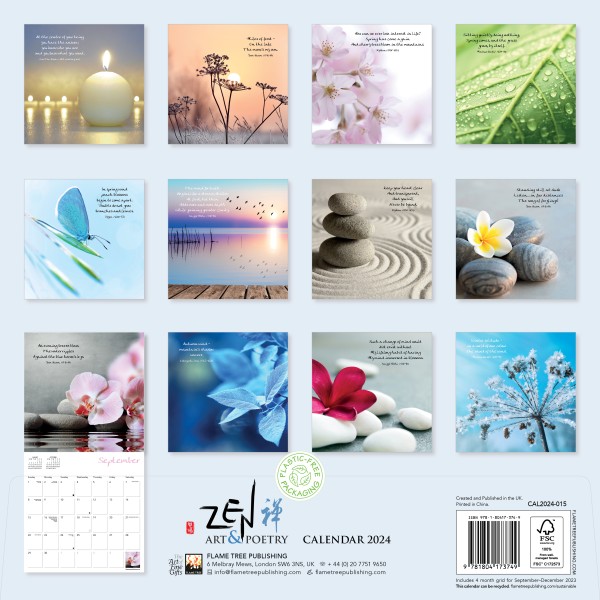 Zen Art & Poetry Wall Calendar 2024 (Art Calendar) Flame Tree Publishing